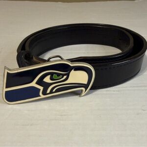 Seattle Seahawks Black Leather Belt